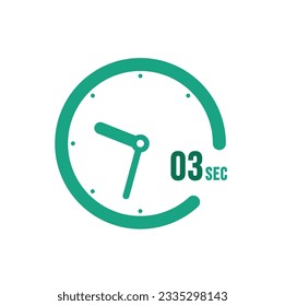 3 Seconds timers Clocks, Timer 3 sec icon, countdown icon. Time measure.