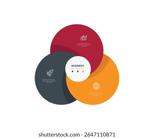 3 section circle diagram data visualization infograph 