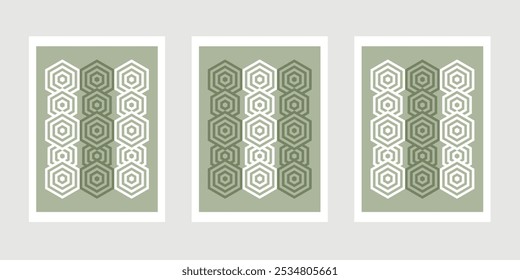 3 Satz Das geometrische Muster nach Hexagon-Form . Nahtloser Vektorhintergrund. mit weicher Farbe