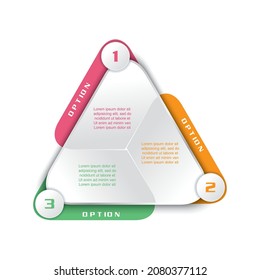 3 Segments In Triangle. Concept Info Design. Infographic Template Can Be Used For Presentation, Web Design, Workflow Or Graphic Layout, Diagram, Numbers Options