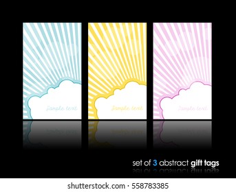 3 separate gift cards with sun hiding behind the cloud.