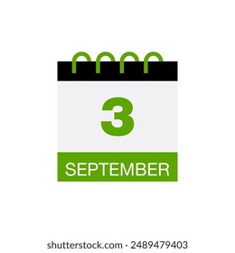 3. September Kalenderdatum Symbol Vektorgrafik EPS