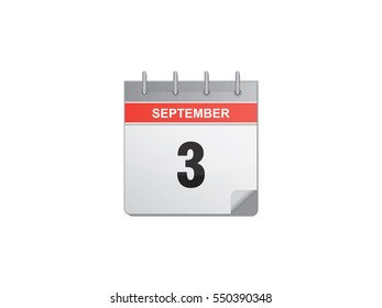 3 September calendar vector illustration on white background