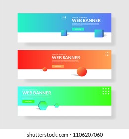 3 Set 3d Banner with Modern Gradients. Circle Shape