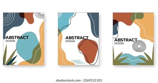 3 set Abstract colorful cover minimalist collection design 