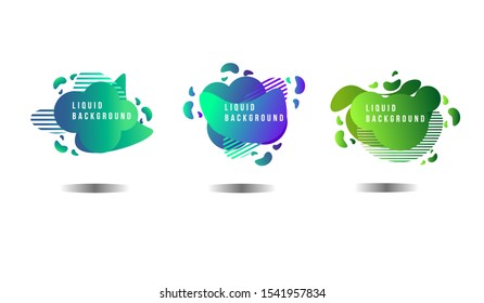  3 Set of abstract modern graphic elements. fluid unique shape background Gradient abstract banners with flowing liquid shapes. Template for the design of a logo, flyer or presentation.  Vector EPS.