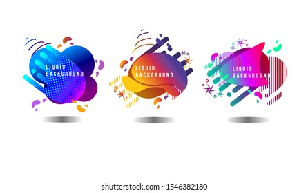  3 Set of abstract modern graphic elements. fluid, eyecatch pattern background Gradient abstract banners with flowing liquid shapes. Template for the design of a logo, flyer or presentation. Vector.