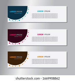 3 set of banner background. modern design of banner. vector illustration. banner background with circle ornament.