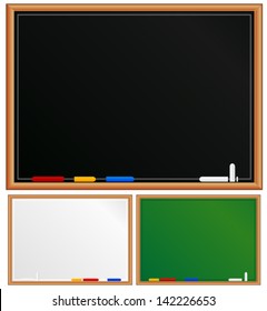 3 set of chalkboards, boards - black, white and green!