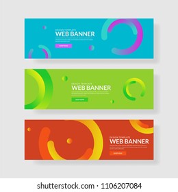 3 Set Colorful Banner with Gradient Circle Shape. 