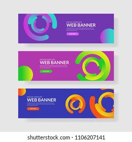 3 Set Colorful Banner with Gradient Circle Shape