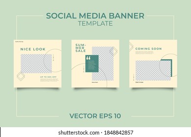 3 Set editable social media post template. modern promotion square banner for social media