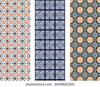 3 Set of Geometric Modern Illustration Seamless Pattern for priinting