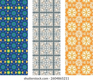 3 Set of Geometric Modern Illustration Seamless Pattern for priinting