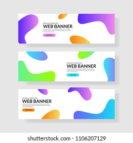 3 Set Giometric Banner with Fluid Shapes Composition