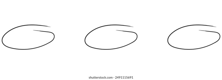 3. Conjunto de círculos circulares dibujados a mano, lápiz o pluma manuscritos. Colección de Elementos de diseño de garabatos aislados para logotipo, signo, emblema, marco, borde. Ilustración vectorial. EPS 10