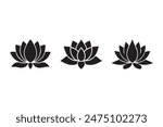 3 Set of Lotus Flower Vector EPS. Lotus Icon