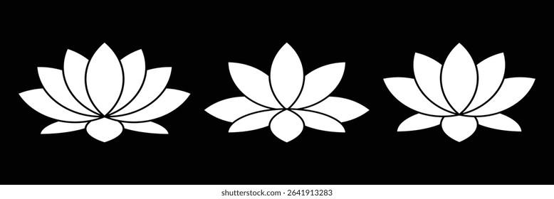 3 Set of Lotus Flower Vector. Lotus Icon.