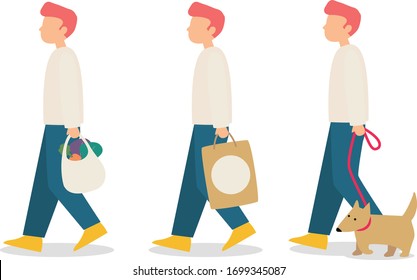 3 set of man walking