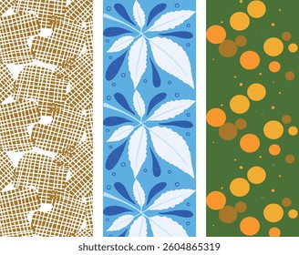 3 set of Trendy Modern Botanical Floral Seamless Background for printing and packaging

