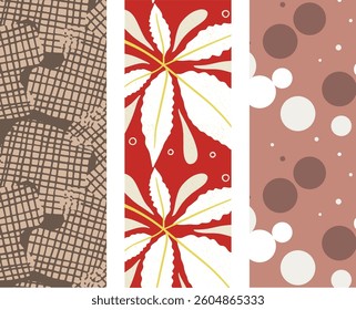 3 set of Trendy Modern Botanical Floral Seamless Background for printing and packaging

