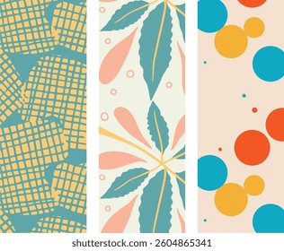 3 set of Trendy Modern Botanical Floral Seamless Background for printing and packaging

