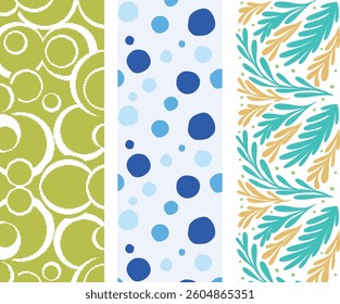 3 set of Trendy Modern Botanical Floral Seamless Background for printing and packaging

