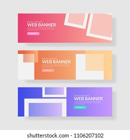 3 Set UI Pastel Color Banner with Square Shape.