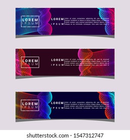 3 SET of Vector abstract geometric LINE colorful gradient eyecatch design banner template. Suitable for commercial, web header, or anything.