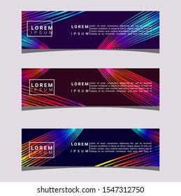 3 SET of Vector abstract geometric LINE colorful gradient eyecatch design banner template. Suitable for commercial, web header, or anything.