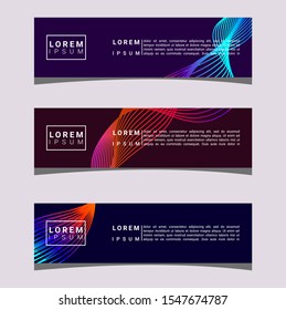 3 SET of Vector abstract geometric LINE colorful gradient eyecatch design banner template. Suitable for commercial, web header, or anything.