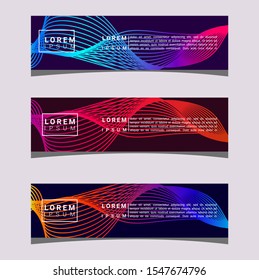 3 SET of Vector abstract geometric LINE colorful gradient eyecatch design banner template. Suitable for commercial, web header, or anything.