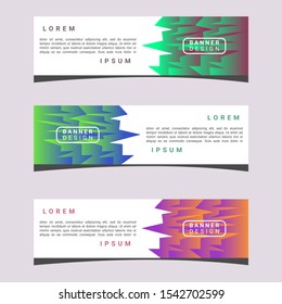 3 set Vector abstract liquid geometric colorful gradient eye catch design banner template. Suitable for commercial, web header or anything. Vector EPS.