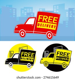 3 Set of web icon free delivery (truck)