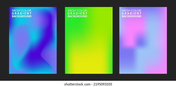 3 conjuntos de color de fondo de degradado abstracto de malla de fluido. Plantilla vectorial moderna para folletos, volantes, portadas, catálogos. Composición gráfica líquida colorida