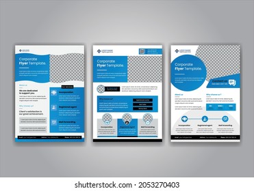 3 sets of Creative Corporate flyer template, business flyer, Print-ready modern flyer template, Flyer, A4, Brochure, for advertising purpose.