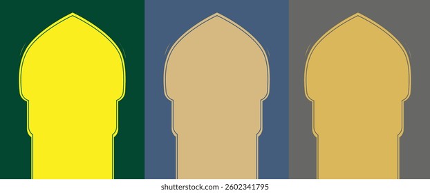 3 sets of different color Muslim prayer matt vector illustration.