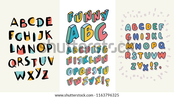 3英語の手書きのアルファベットのセット Abcには 異なる手書き のラテン文字が含まれています デザインに適したスタイリッシュなスクリプトと優れたシリーズ 現代のコンセプトのベクターカートーンイラスト のベクター画像素材 ロイヤリティフリー