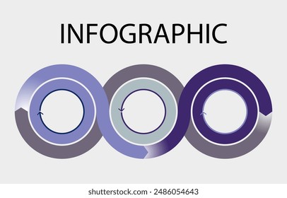 3 Sets of Infographic Elements Three Circle Round Shape connected to each other Creative concept with 3 steps