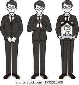 3 sets of men in mourning clothes svg