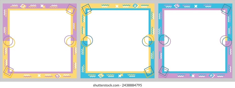 3 Sets of Pastel-Colored Social Media Templates with Simple Abstract Waves, Circular Patterns, and Empty White Spaces. Suitable for social media posts, mobile apps, banners and web internet ads design