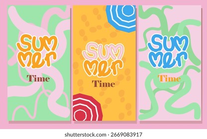 3 sets summer background. Vector illustration abstract background of holiday