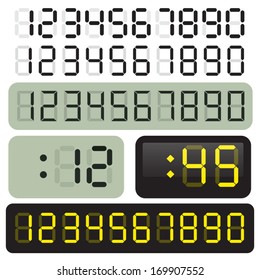 3 Sets of vector LCD clock digits. LED.