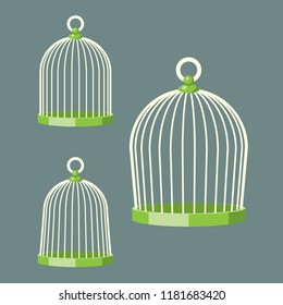 3 Shapes of vector cartoon birdcage.