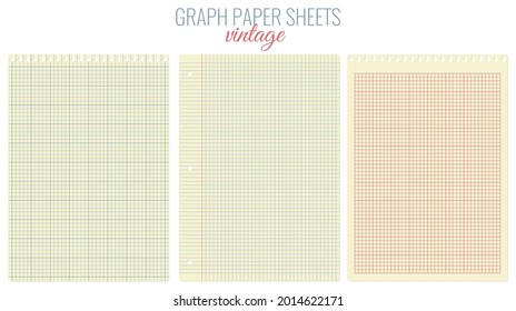 3 sheets of vintage graph paper