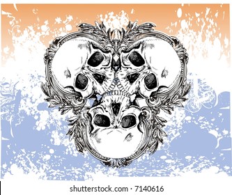 3 skulls vector illustration