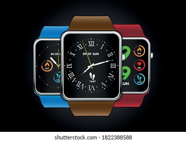 3 smart watches vector eps file