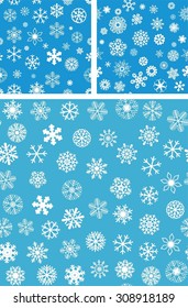 3 Snowflakes Seamless Background set