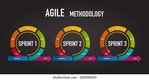 3 Sprint Of Agile Methodology For Software Development Life Cycle Diagram	
