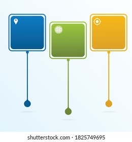 3 square signs vector with symbols and text box diagram 3d template
